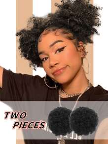 2入組卷合成纖維髮髻 - 黑色 - 查看 1