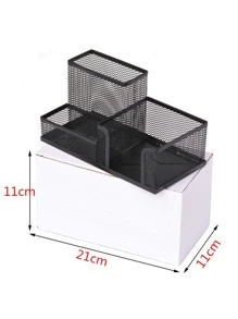 Multifunctional Mesh Pen Holder And Organizer For Desk - Black - View 5