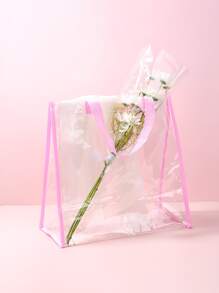 Contrast Binding Shoulder Tote Bag Vacation For Beach - Clear - View 2