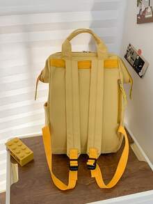 Mochila clásica con parche de letra con bolsillo delantero cremallera - Multicolor - Ver 2