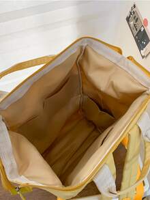 Mochila clásica con parche de letra con bolsillo delantero cremallera - Multicolor - Ver 5