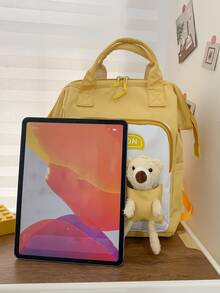 Mochila clásica con parche de letra con bolsillo delantero cremallera - Multicolor - Ver 6