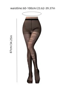 1 đôi vớ mà bạn có thể xé dễ dàng như vật trang trí đặc trưng - màu đen - Xem 3