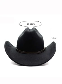 1入組男士腰帶裝飾牛仔軟呢帽適用於派對 - 黑色 - 查看 5