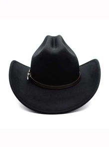 1入組男士腰帶裝飾牛仔軟呢帽適用於派對 - 黑色 - 查看 6