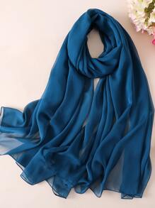 1入組女士素色時尚圍巾適用於日常 - 水鴨藍 - 查看 1