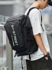 21英寸字母圖形功能背包大容量 - 黑色 - 查看 1