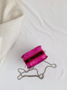 Mini Heart Shaped Chain Crossbody Bag With Shiny Glitter, Suitable For Four Seasons - Hot Pink - View 6