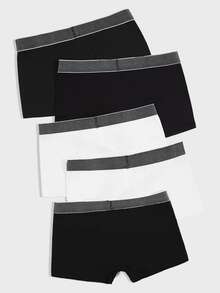 Men 5pcs Letter Graphic Boxer Brief - Black and White - View 2