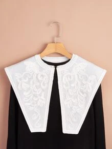 Floral Embroidered Dickey Collar - White - View 1