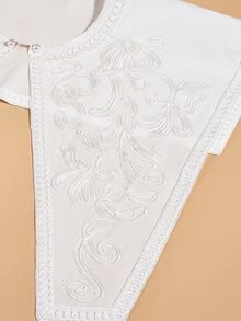 Floral Embroidered Dickey Collar - White - View 3