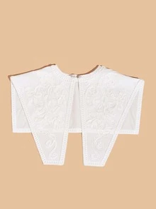 Floral Embroidered Dickey Collar - White - View 4