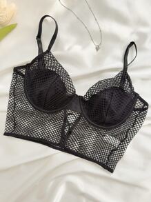 Hollow Out Underwire Bra - Black - View 3