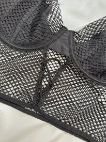 Hollow Out Underwire Bra - Black - View 5