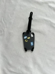 可愛行李箱卡通黑色手提箱帶名稱標籤地址夾女式男式飛機旅行