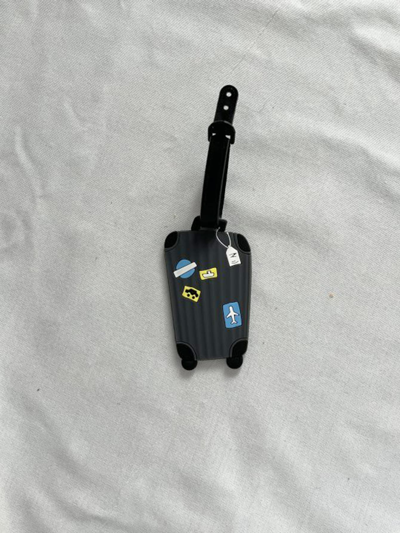 可愛行李箱卡通黑色手提箱帶名稱標籤地址夾女式男式飛機旅行