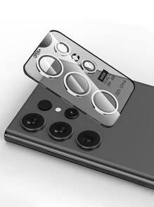 1pc Tempered Glass Phone Lens Protector & 1pc Positioning Card Compatible With Samsung - Silver - View 1