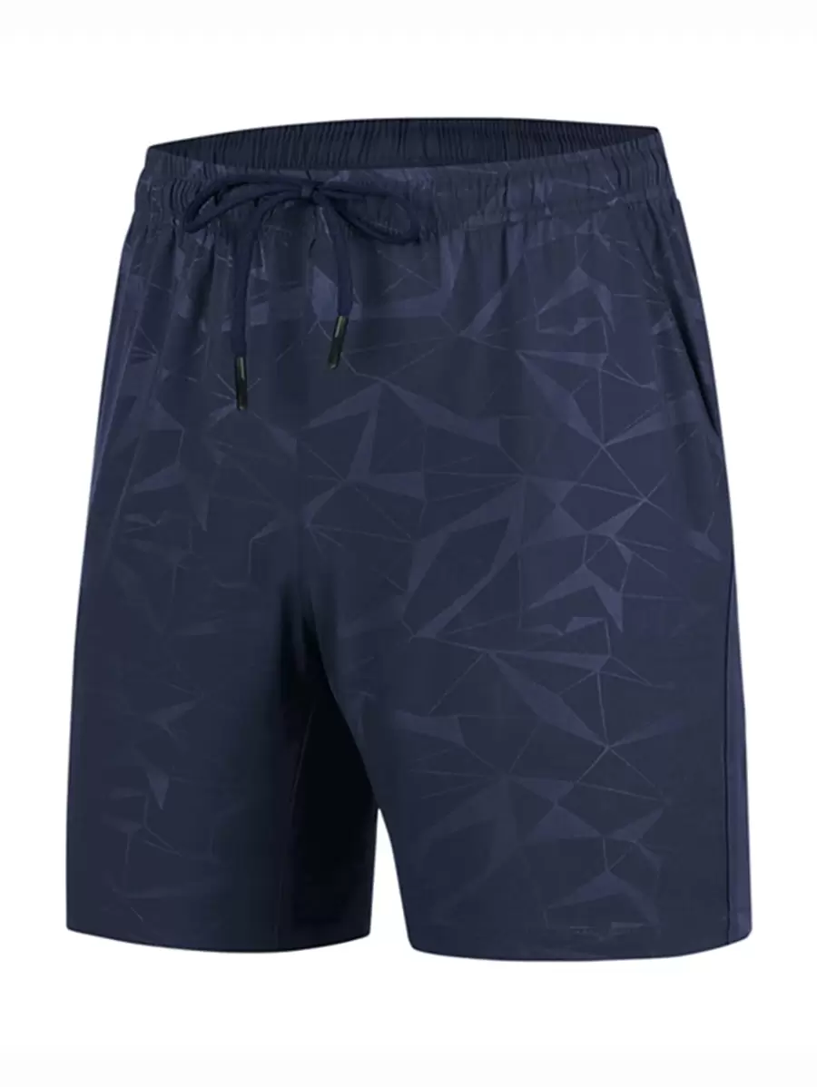 Manfinity Sport Corelite Boyfriend Style Men Geo Print Sports Shorts Gym Shorts - Navy Blue - View 1