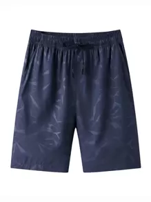 Manfinity Sport Corelite Boyfriend Style Men Geo Print Sports Shorts Gym Shorts - Navy Blue - View 4