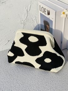 豪華晚餐包、晚餐包迷人、優雅、精緻、安靜豪華花卉圖案鉤針包可愛兩色適合女士、女士、派對女孩、新娘完美的派對、婚禮、舞會、晚餐/宴會、晚餐/宴會、最佳禮物女性媽媽老師朋友伴娘 - 黑與白 - 查看 1