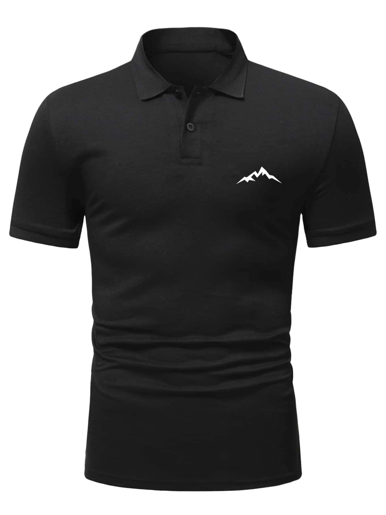 Manfinity Men Mountain Print Polo Shirt - Black - View 1
