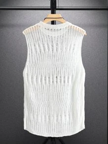 Manfinity Men Solid Pointelle Knit Top - White - View 2