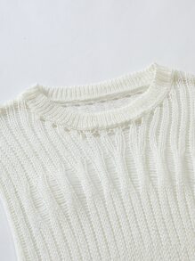 Manfinity Men Solid Pointelle Knit Top - White - View 5