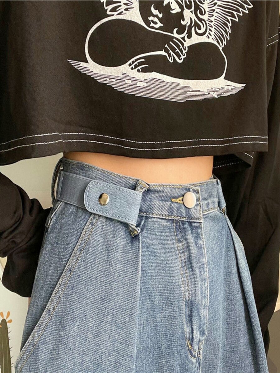 1pc invisible belt lady's casual stretch stretch stretch jeans belt - Blue - View 1