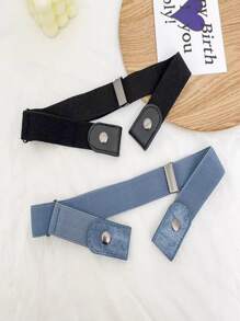 1pc invisible belt lady's casual stretch stretch stretch jeans belt - Blue - View 5