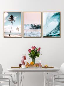 3 bức tranh có khung polyester, hình ảnh phong cảnh hiện đại có khung cho gia đình - Nhiều màu - Xem 2