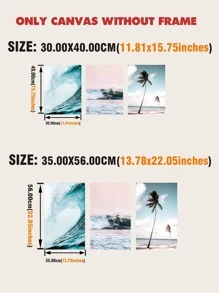 3 bức tranh có khung polyester, hình ảnh phong cảnh hiện đại có khung cho gia đình - Nhiều màu - Xem 3