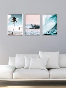 3 bức tranh có khung polyester, hình ảnh phong cảnh hiện đại có khung cho gia đình - Nhiều màu - Xem 4