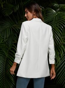 SHEIN VCAY Solid Open Front Blazer - White - View 2