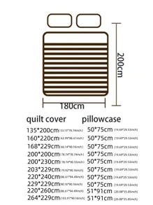 3入組灰色被套1入組被套和2入組枕套家居現代布藝床上用品套裝 - 卡其色 - 查看 5