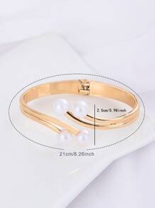 1入組人造珍珠裝飾窗簾擋板 - 金色 - 查看 2