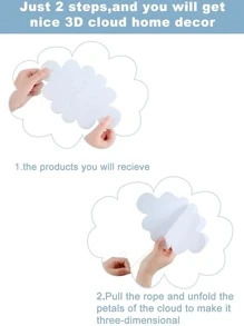 8 piezas Decoración de nubes 3D blancas colgantes, decoraciones de fiesta de nubes para techo, adornos de nubes colgantes, decoración de techo adecuada para escenario artístico, boda, guardería, habitación de niños, fiesta de bautizo de bebé