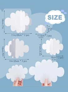 8 piezas Decoración de nubes 3D blancas colgantes, decoraciones de fiesta de nubes para techo, adornos de nubes colgantes, decoración de techo adecuada para escenario artístico, boda, guardería, habitación de niños, fiesta de bautizo de bebé