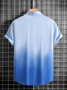 Manfinity Homme Áo sơ mi Nam Nút phía trước Ombre Giải trí - Màu xanh lam - Xem 2