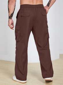 Manfinity Homme Men Flap Pocket Side Cargo Trousers - Coffee Brown - View 2