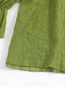 SHEIN Solid Open Front Flounce Sleeve Kimono - Olive Green - View 6