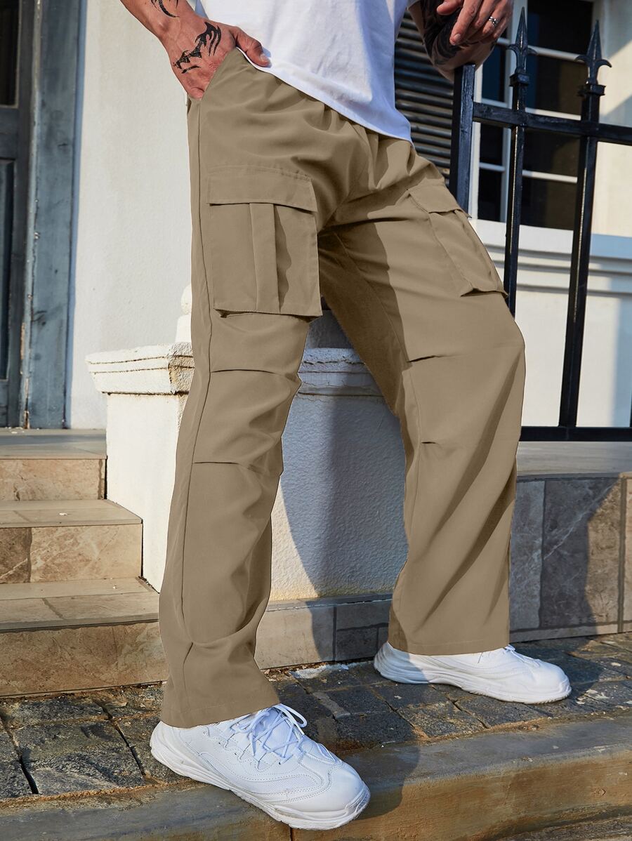 Manfinity Homme Men Flap Pocket Side Cargo Trousers - Khaki - View 1