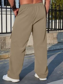 Manfinity Homme Men Flap Pocket Side Cargo Trousers - Khaki - View 2