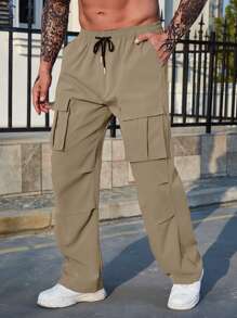 Manfinity Homme Men Flap Pocket Side Cargo Trousers - Khaki - View 3