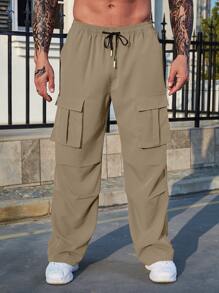 Manfinity Homme Men Flap Pocket Side Cargo Trousers - Khaki - View 4