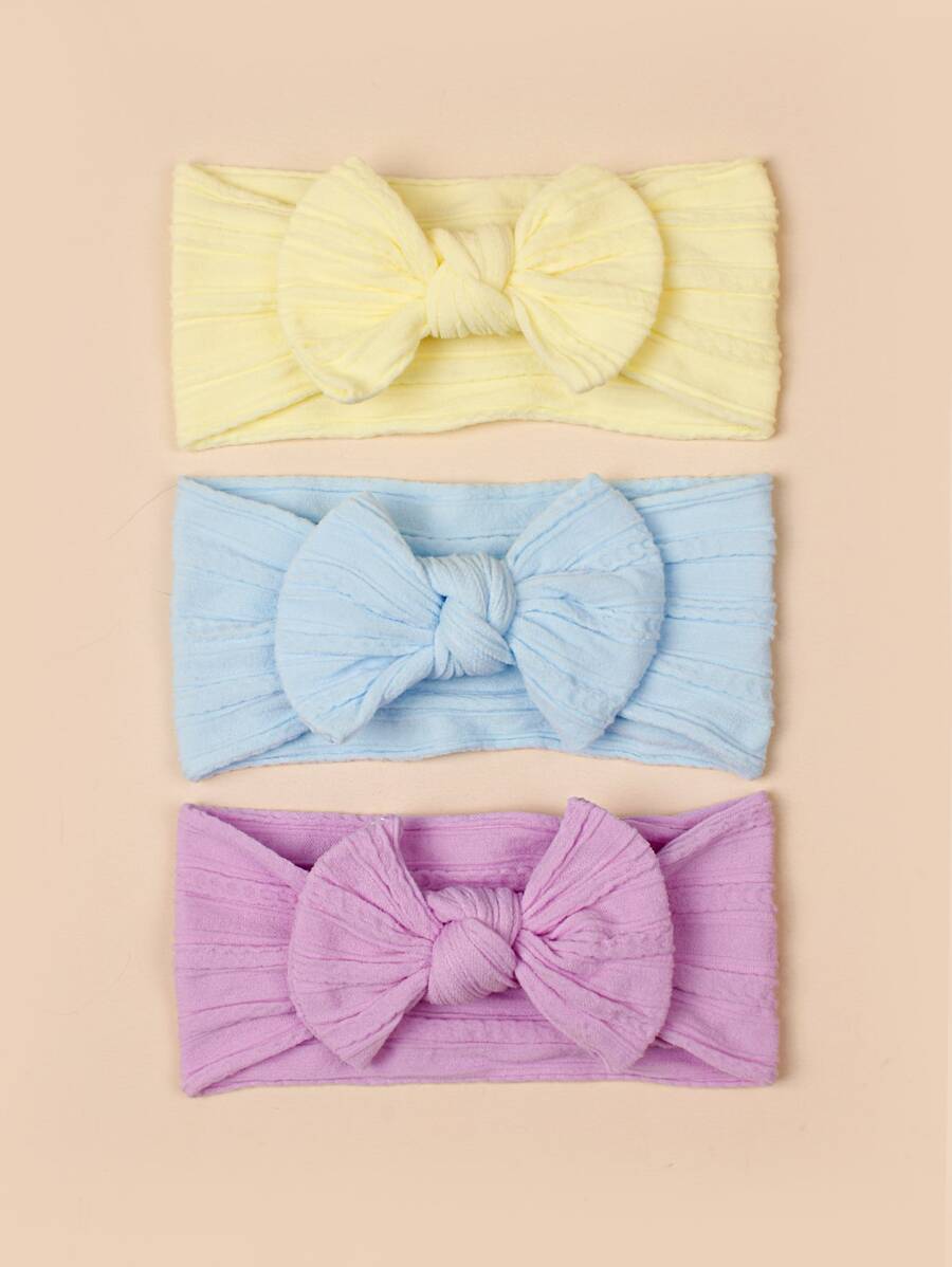 3入組嬰兒蝴蝶結裝飾髮帶 - 彩色 - 查看 1