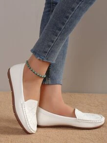 女士花卉刺繡一腳蹬優雅樂福鞋適用於戶外