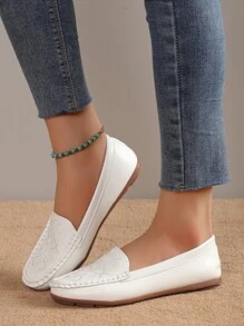 女士花卉刺繡一腳蹬優雅樂福鞋適用於戶外