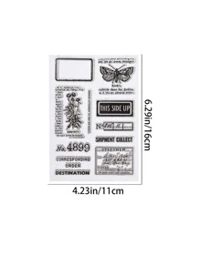 1入組字母圖形印章，簡單的花朵和蝴蝶設計多用途印章，適合DIY工藝品 - 無色 - 查看 2