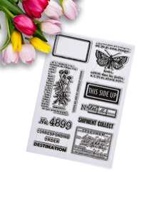 1入組字母圖形印章，簡單的花朵和蝴蝶設計多用途印章，適合DIY工藝品 - 無色 - 查看 4