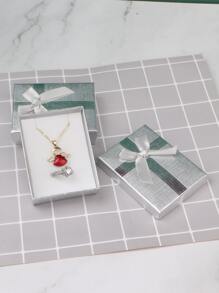 交叉雕刻和亚麻圖案首飾盒,可用在1入組和12入組包裝 - 銀色 - 查看 1